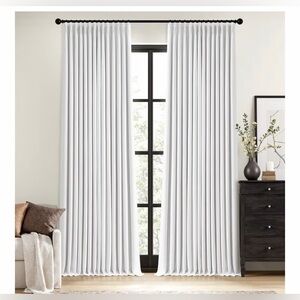 NEW Pinch Pleated 100% Blackout Linen Curtains 40x96” 2 Panels Memory Trained